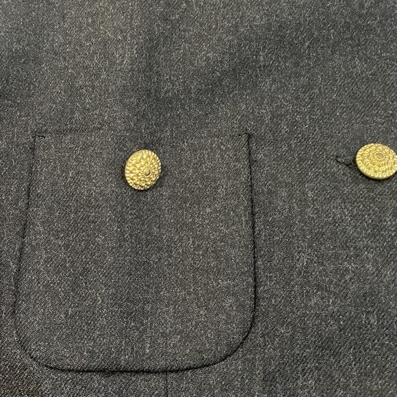 Vintage Saville Blazer Womens 10 Gray Wool Gold Button Made USA Structured 80s - Picture 5 of 10
